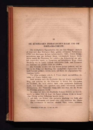 III. Die Künstlichen hydraulischen Kalke und Portland-Cemente.