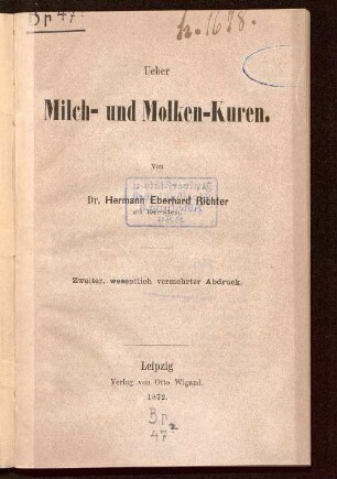 Ueber Milch- und Molken-Kuren
