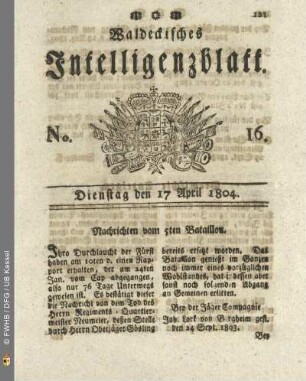 No. 16. Dienstag den 17 April 1804
