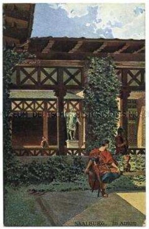 Kunstpostkarte des Atriums im Römerkastell Saalburg