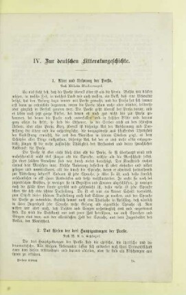 IV. Zur deutschen Litteraturgeschichte