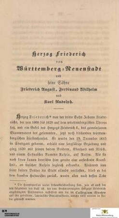 Herzog Friederich von Württemberg-Neuenstadt und seine Söhne ...