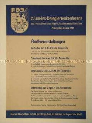 Maueranschlag mit dem Programm der 2. Landes- Delegiertenkonferenz der FDJ Sachsen in Pirna