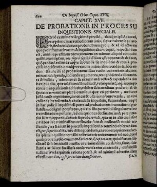 Caput XVII. De Probatione In Processu Inquisitionis Specialis.