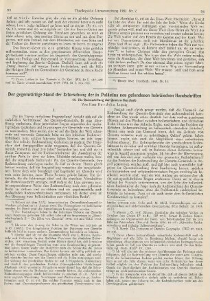 93-104 Der gegenwärtige Stand der Erforschun der in Palästina neu gefundenen hebräischen Handschriften