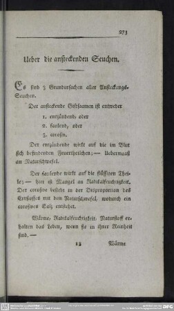 Ueber die ansteckenden Seuchen