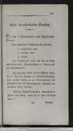 Ueber die ansteckenden Seuchen