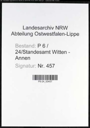 Heiratsregister Standesamt Witten-Annen