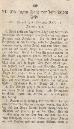 VI. Die letzten Tage vor dem Leiden Jesu.