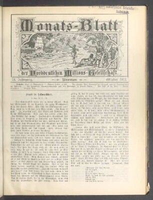 74. Jahrgang. Bremen. Oktober 1913