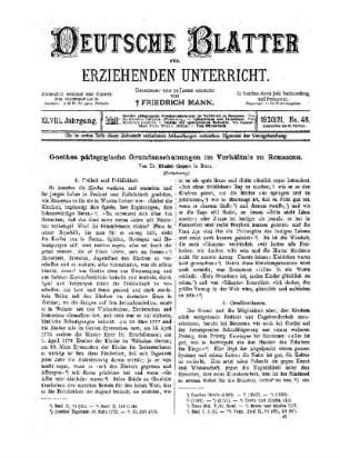 Goethes pädagogische Grundanschauungen im Verhältnis zu Rousseau
