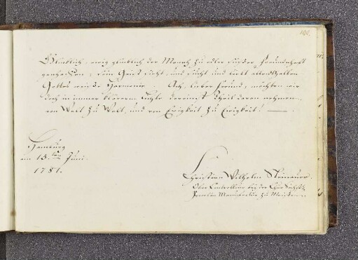 Christian Wilhelm Steinauer. – Hamburg, 15.06.1781