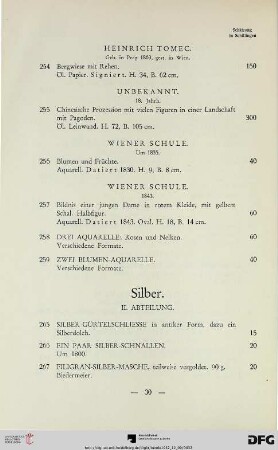 Silber (II. Abteilung) (Nr. 265-337)