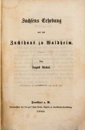 Sachsens Erhebung und das Zuchthaus zu Waldheim