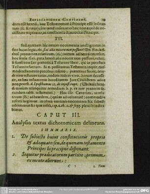 Caput III. Analysin textus dictohotomicam delineans