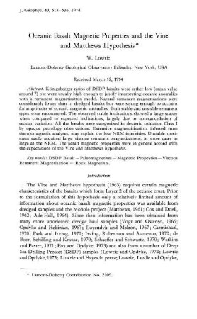 Oceanic basalt magnetic properties and the Vine and Matthews hypothesis