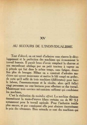 XV Au secours de l' individualisme