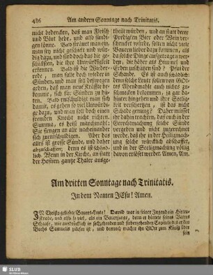 Am dritten Sonntage nach Trinitatis