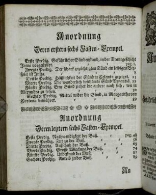 Anordnung Deren letztern sechs Fasten-Exempel
