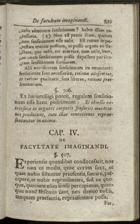 Cap. IV. De Facultate Imaginandi.