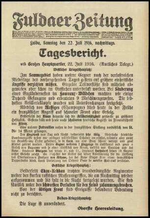 Ausgabe vom Samstag, den 22. Juli 1916.