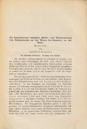 Die Sprachgrenze zwischen Mittel- und Niederdeutsch von Hedemünden a. d. Werra bis Staßfurt an d. Bode