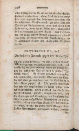 Dreyzehendes Kapitel. Beobachtetes Formale gegen den Monarchen.
