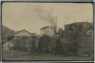 Erster Weltkrieg - "Aus den Stellungskriegen in den Vogesen". Waldbahn bei Schirmeck, Département Bas-Rhin, über den Donon nach den Stellungen gehend