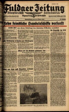 Ausgabe vom Sonntag, den 19. Oktober 1941.