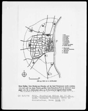 Stadtplan Kölns im 11. Jahrhundert