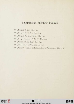 1 Sammlung Elfenbein-Figuren (Nr. 420-426)