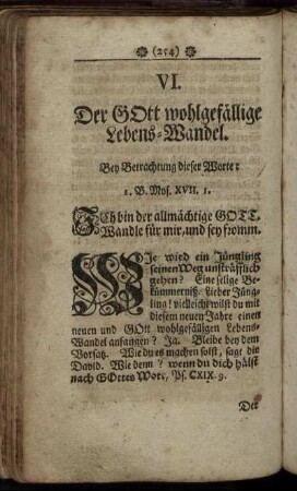 VI. Der Gott wohlgefällige Lebens-Wandel.