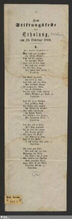 Zum Stiftungsfeste der Erholung [in Waldheim], am 29. Februar 1860