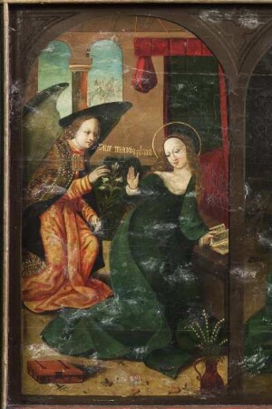 Marientriptychon — Verkündigung, Anbetung, Anna selbdritt — Verkündigung an Maria