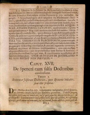 Caput. XVII. De Speneri cum falsis Doctoribus consensione