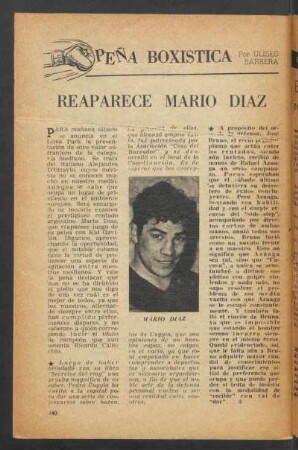 Reaparece Mario Díaz : Peña Boxística