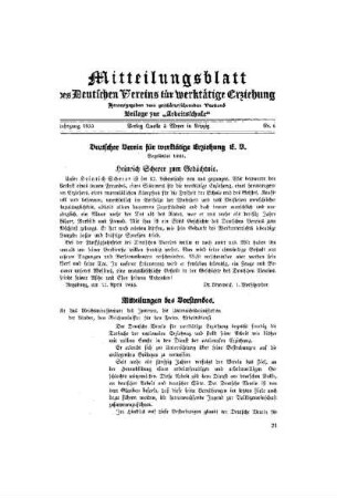 Mitteilungsblatt des Deutschen Vereins für werktätige Erziehung