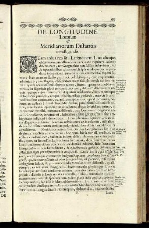 De Longitudine Locorum & Meridianorum Distantiis investigandis.