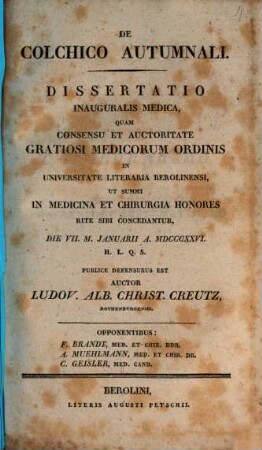 De colchico autumnali : Diss. inaug. med.