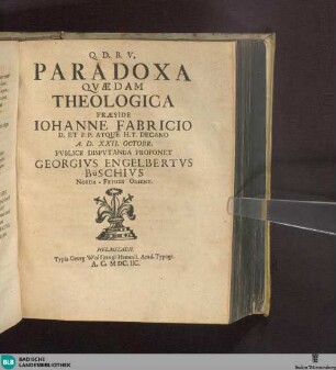 Paradoxa quaedam theologica