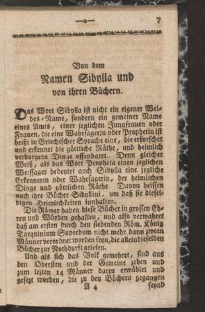 Von dem Namen Sibylla und von ihren Büchern