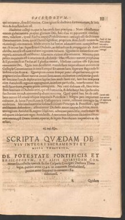 Scripta Quaedam De Usu Integri Sacramenti Et Missa Theatrica.