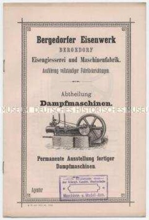 Bergedorfer Eisenwerk. Abtheilung Dampfmaschinen
