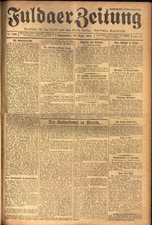 Erste Ausgabe vom Donnerstag, den 30. September 1926.