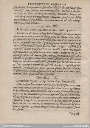 Propositio VIII. In speculis vitreis, plumbo abraso, nihil apparere.
