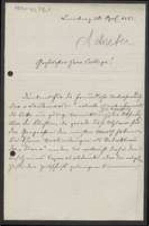 Brief von Theodor Schrüfer an Unbekannt