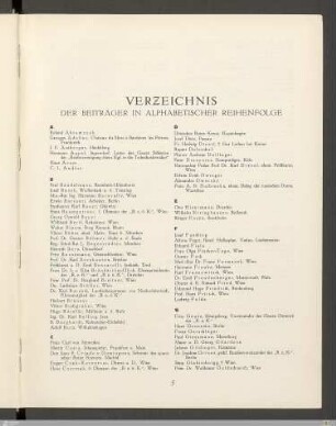 Verzeichnis der Beiträger in alphabetischer Reihenfolge