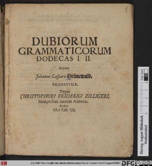 Dubiorum Grammaticorum Dodecas I. II.