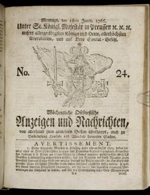 No. 24. Montags, den 16ten Junii, 1766.