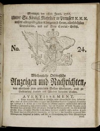 No. 24. Montags, den 16ten Junii, 1766.